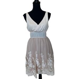 Pink Ballerina Dress LARGE Embroidered Tulle Skirt Fit Flare Romantic Fairy